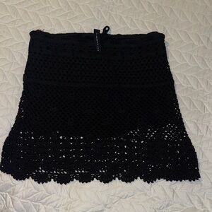 Olivaceous Black Crochet Mini Skirt